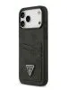 Guess для iPhone 17 Pro Max чехол PU 4G Double cardslot Triangle metal logo Hard Black