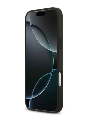 Guess для iPhone 17 Pro Max чехол PU 4G Double cardslot Triangle metal logo Hard Black