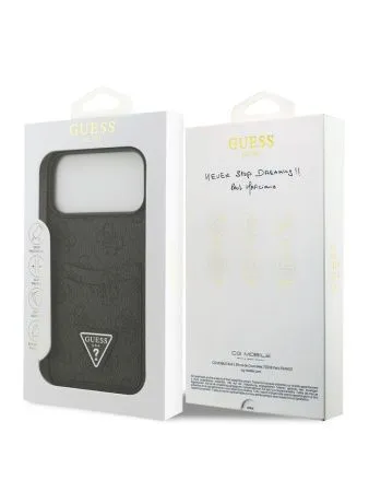 Guess для iPhone 17 Pro Max чехол PU 4G Double cardslot Triangle metal logo Hard Black